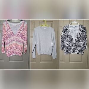 Lot of 3 Sonoma~Willow Bay~Time and Tru button Front sweater cardigan medium